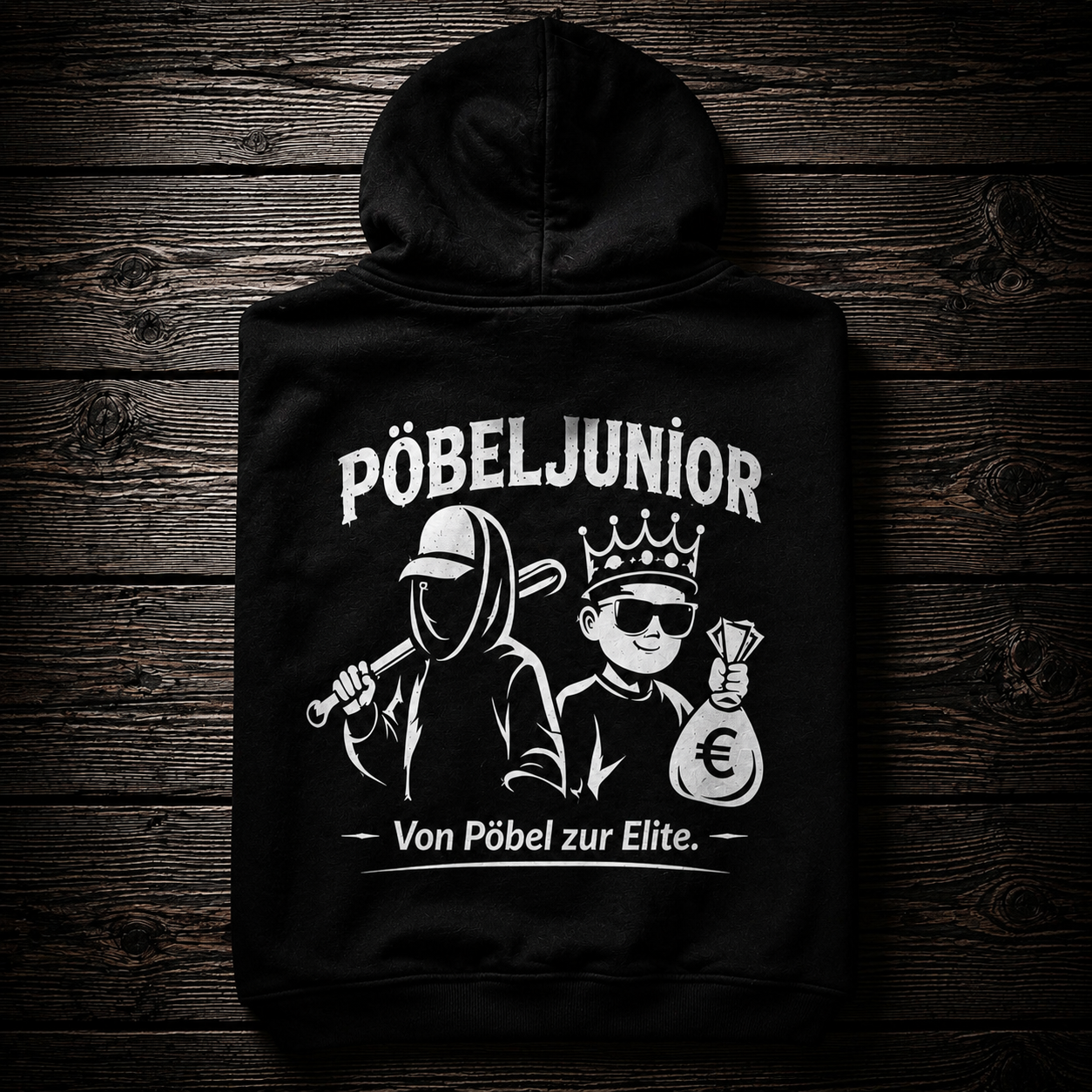 PÖBEL JUNIOR Kinder Hoodie – „Von Pöbel zur Elite“