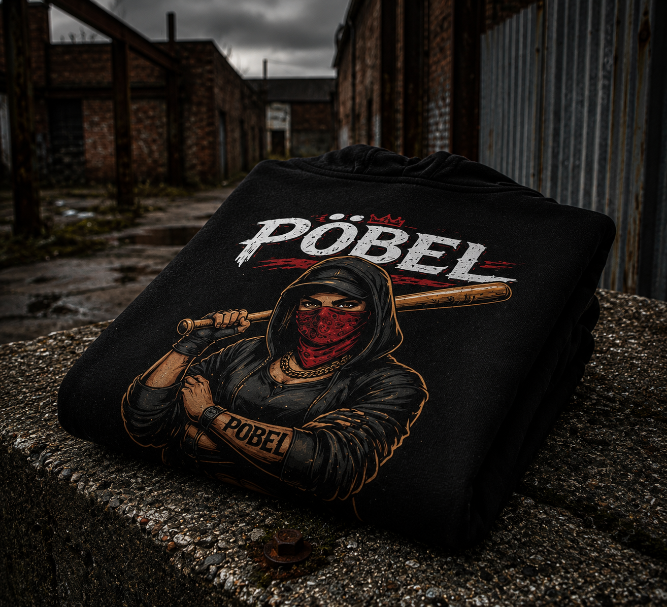 PÖBEL Streetwear Hoodie – Maskierte Frau Urban Style