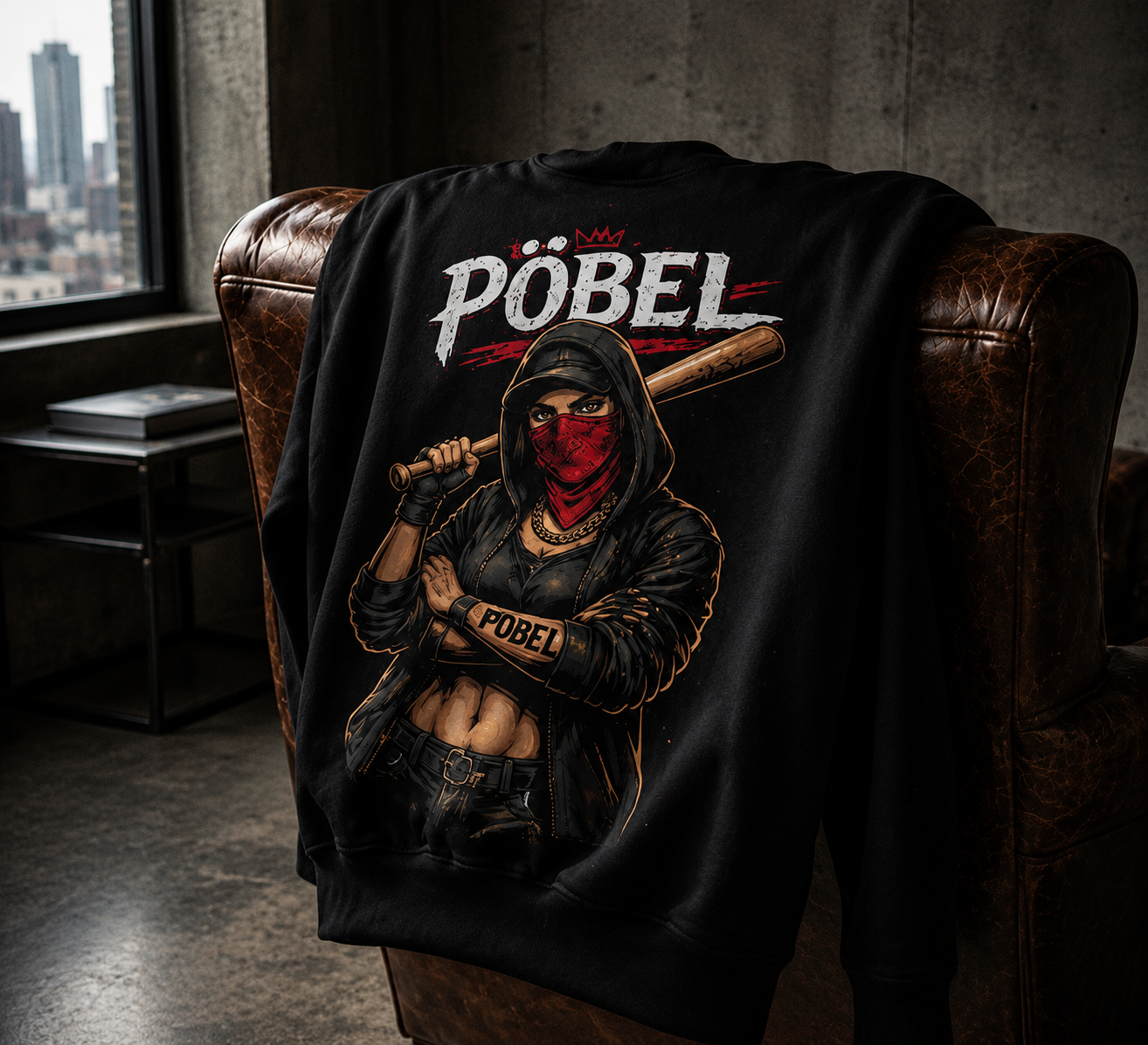 PÖBEL Streetwear Hoodie – Maskierte Frau Urban Style