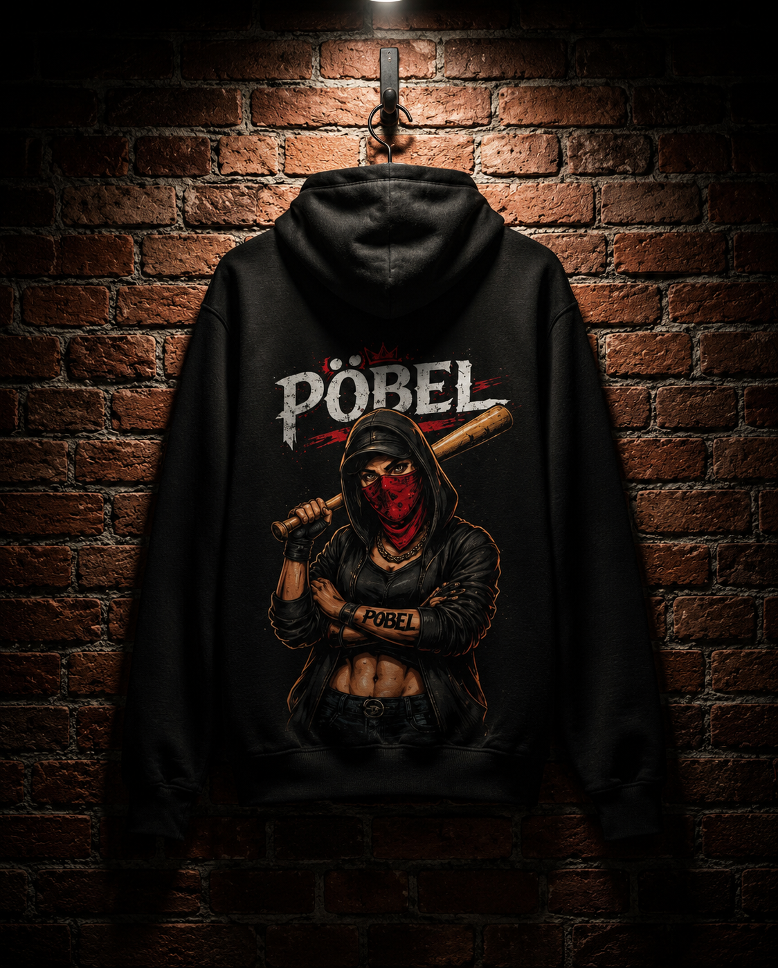 PÖBEL Streetwear Hoodie – Maskierte Frau Urban Style