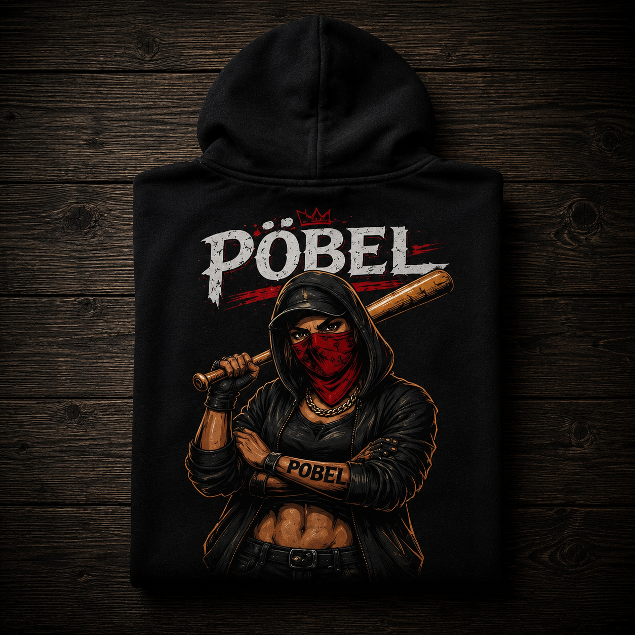 PÖBEL Streetwear Hoodie – Maskierte Frau Urban Style