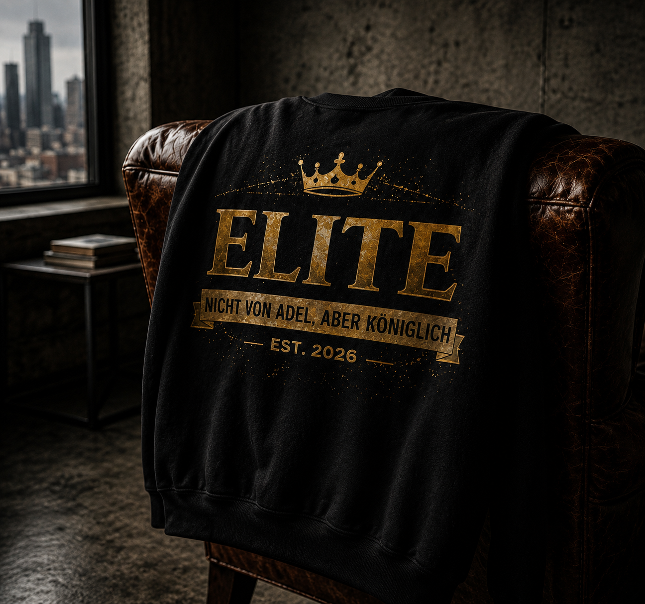 ELITE Herren Streetwear Hoodie – Royal Schriftzug Style