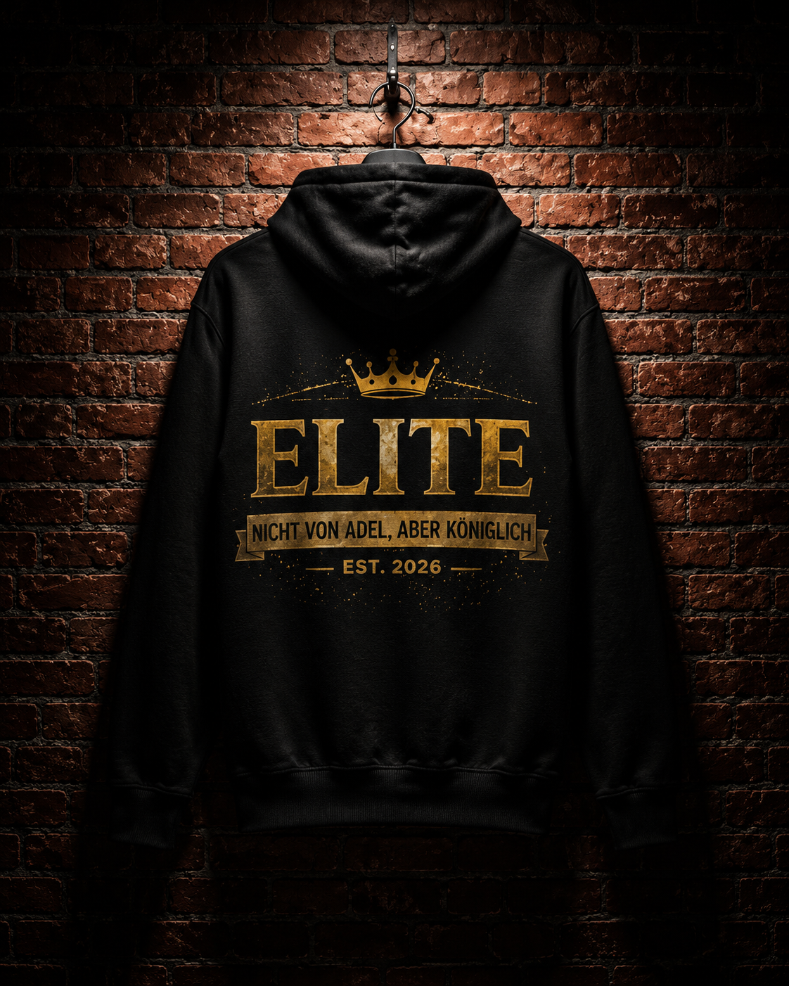 ELITE Herren Streetwear Hoodie – Royal Schriftzug Style