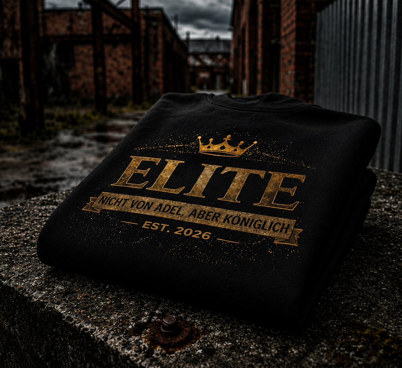 ELITE Herren Streetwear Hoodie – Royal Schriftzug Style