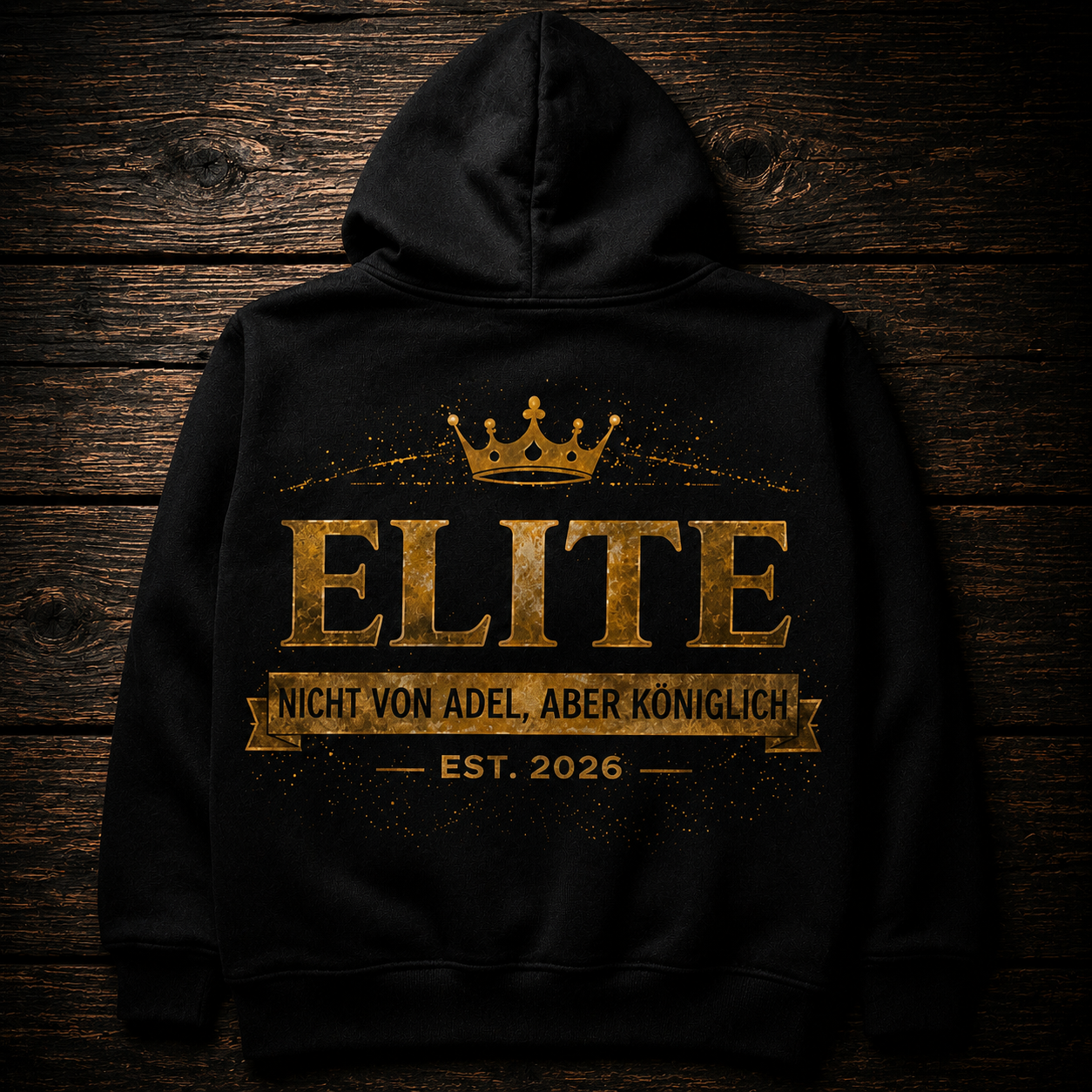 ELITE Herren Streetwear Hoodie – Royal Schriftzug Style