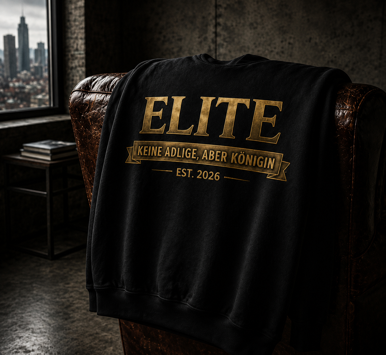 ELITE Damen Streetwear Hoodie – Royal Schriftzug Style