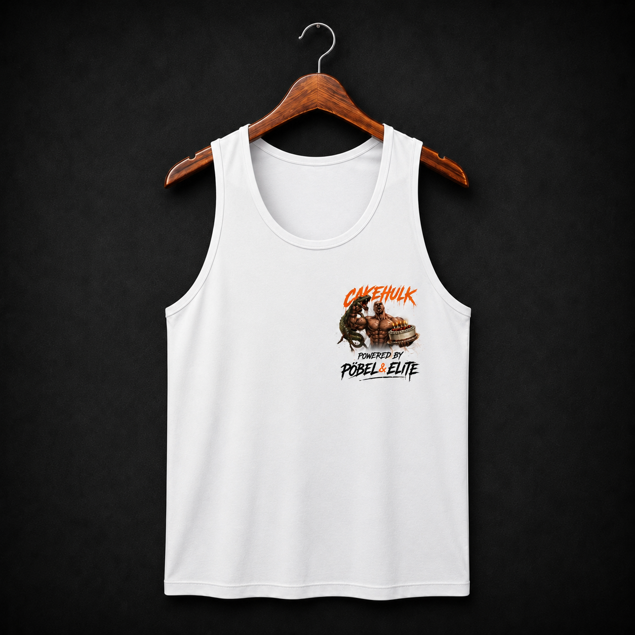 Muskelshirt – Weiß „CAKEHULK – PÖBEL & ELITE“