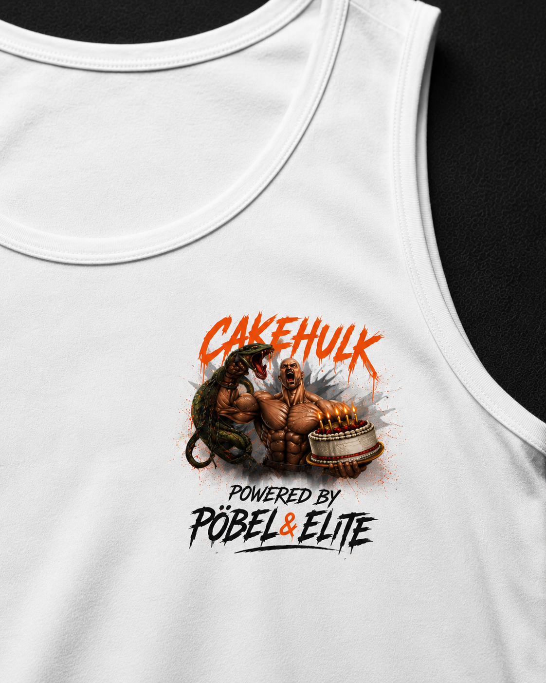 Muskelshirt – Weiß „CAKEHULK – PÖBEL & ELITE“